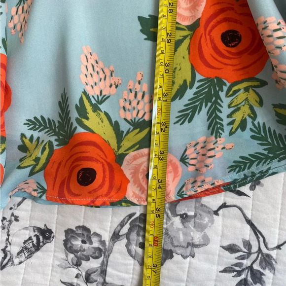 Rifle Paper Paper Crown Anthropologie Floral Blue MIDI Bell sleeve Dress SP - Picture 16 of 16